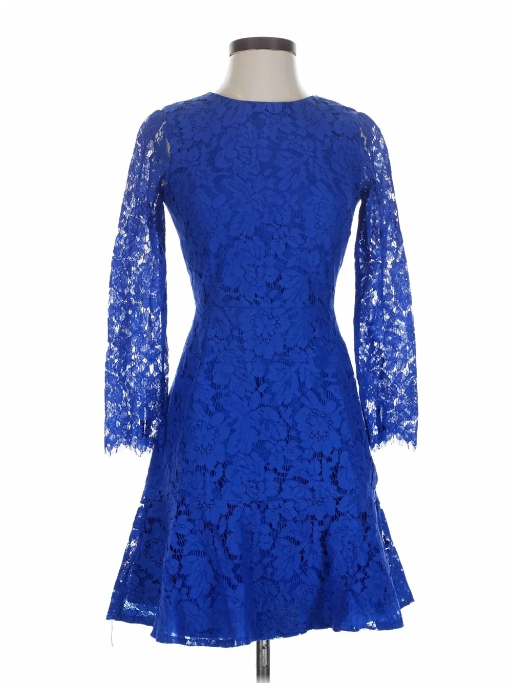 J. Crew Cobalt Blue Floral Long Sleeves Lace Dress Size 0